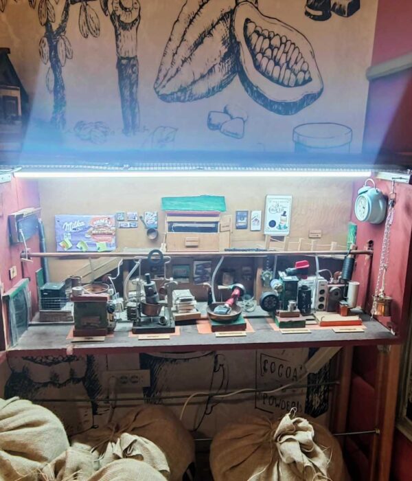 Maketa postrojenja za proizvodnju čokolade u sobi Evropa u Muzeju čokolade u Beogradu