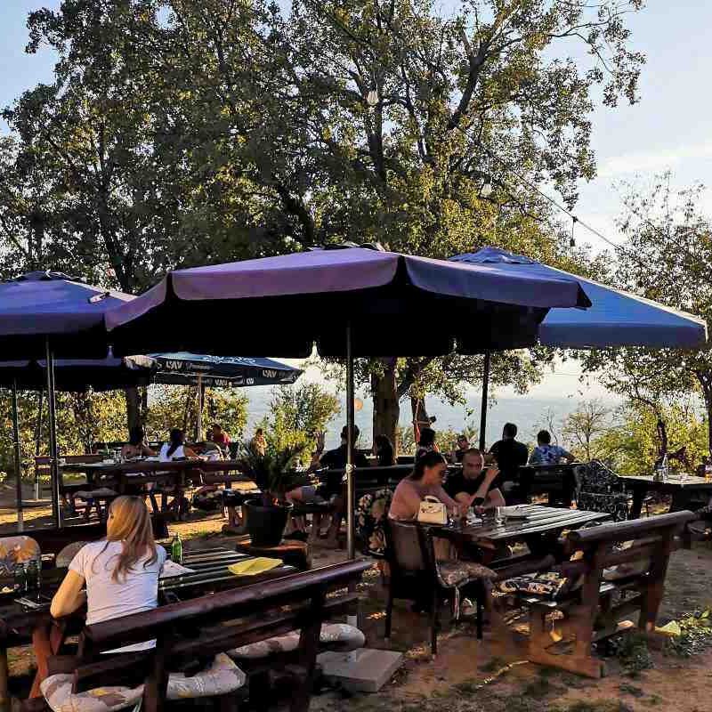 Terasa restorana Mitrovićev dom na Avali sa pogledom na prirodu