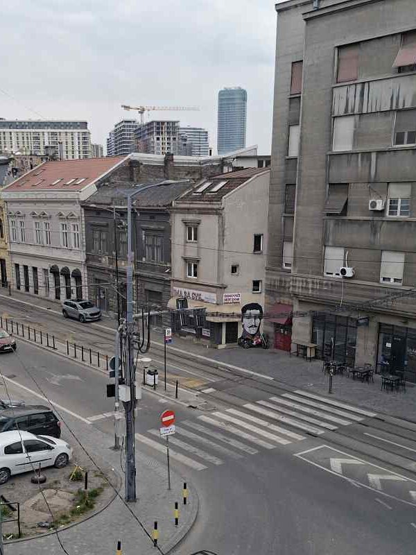 Pogled na Karađorđevu ulicu i Savamalu sa Brankovog mosta u Beogradu